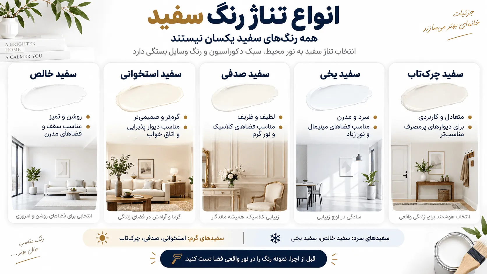 انواع تناژ رنگ سفید
