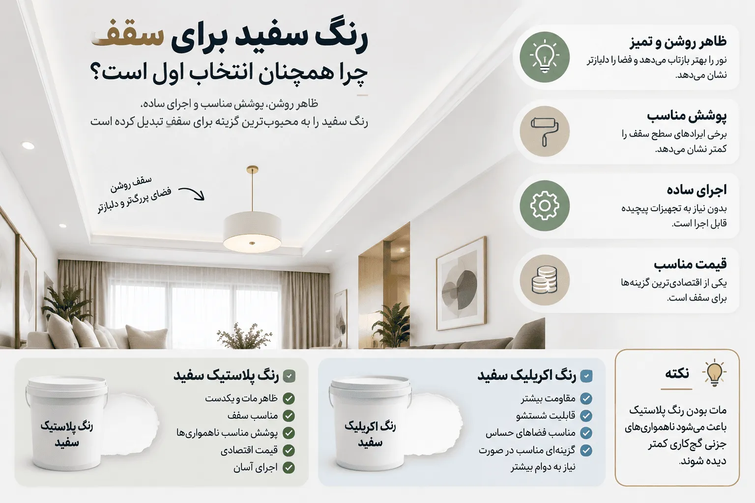 رنگ سفید برای سقف