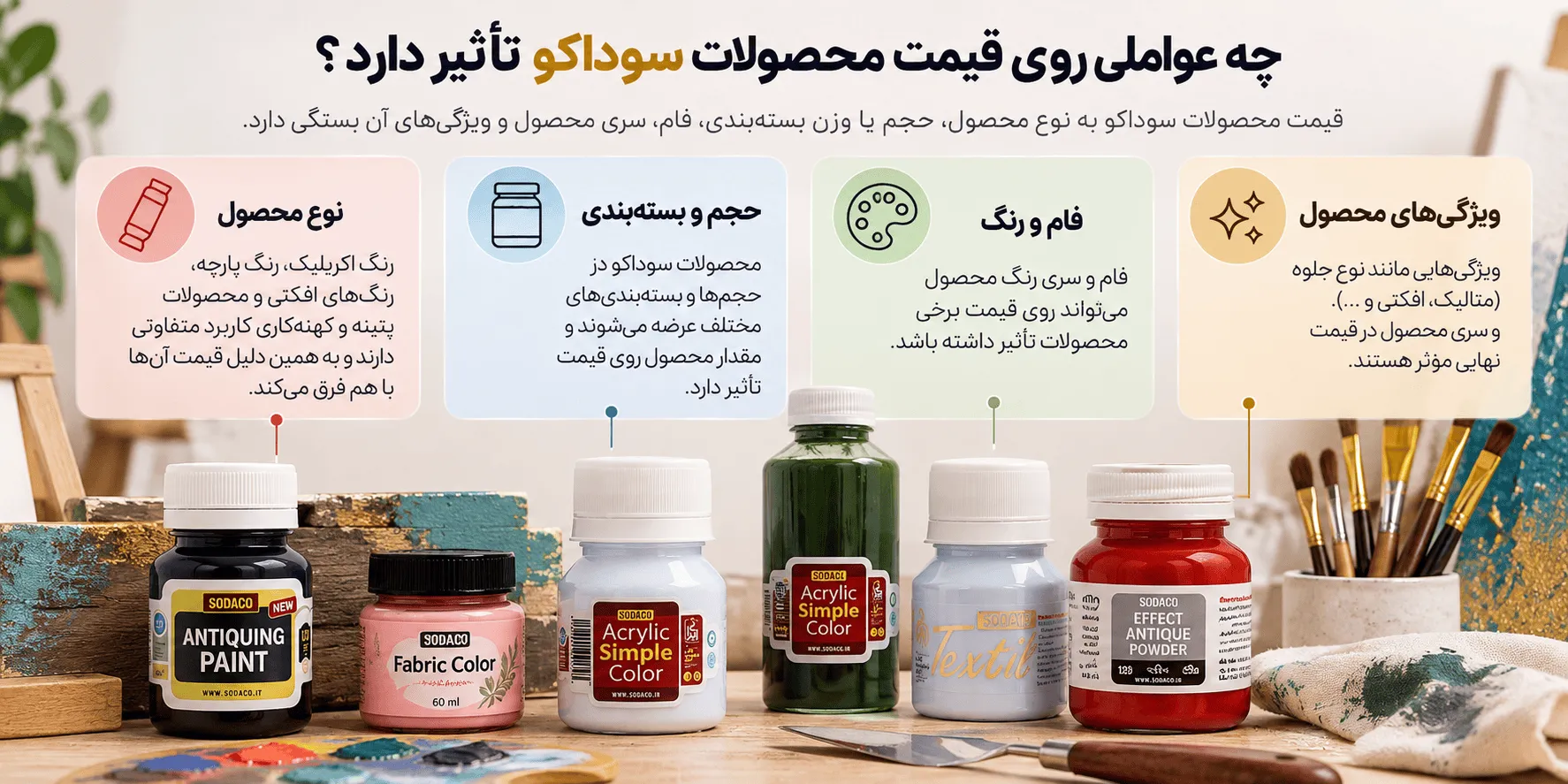 قیمت محصولات و رنگ سوداکو